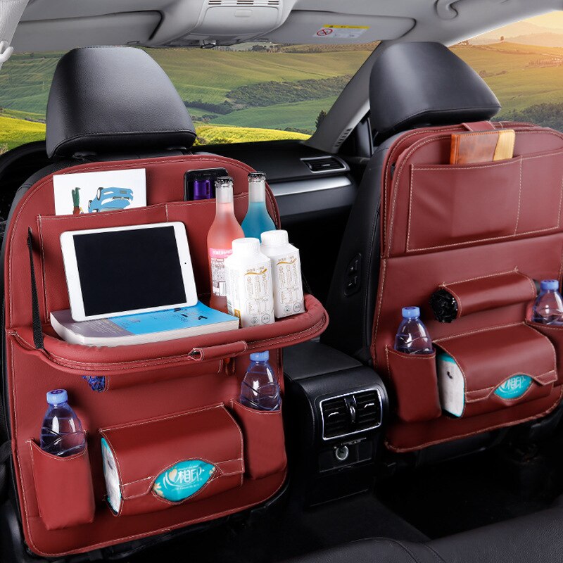 Top Car seat storage bag car seat back bag car styling Multifunction bag child safety seat car steat back bag: Wine Red A