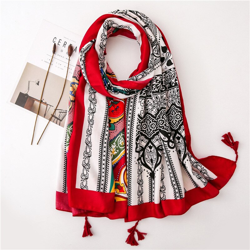 Écharpe pour femme, châles et écharpes chauds, doux et longs, style ethnique, imprimé, étoles de plage, écharpe hijab douce et chaude