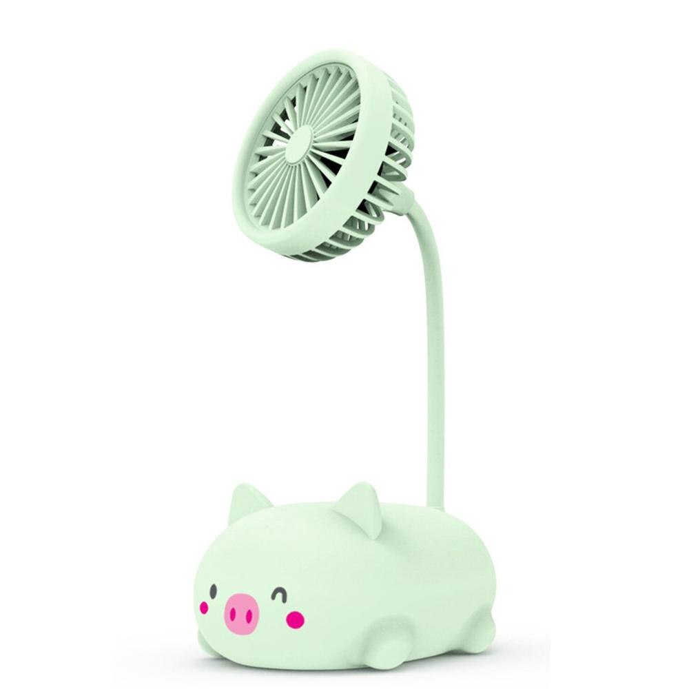 Mini blæser sød bærbar usb blæser gadget genopladelig praktisk luftkøling gadgets til udendørs hjem til powerbank til pc til bærbar: Piggy green