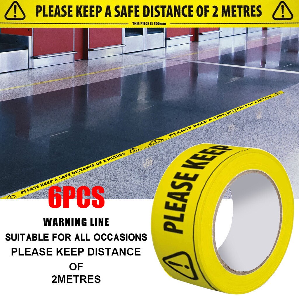 2/4/6/12 pcs Safety Tape 2m Metre Apart Social Safe Distancing Floor Tape 33 m x 48mm For supermarkets, banks, hospitals: 6PCS