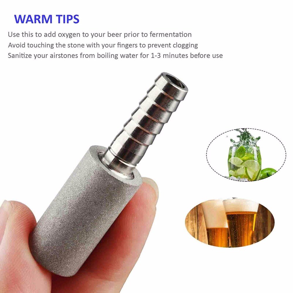 Homebrew Aeration System, 2 Micron Diffusion Stone with Stainless Steel Carbonation Cap For Carbonated Soda Water Sofe Beverage