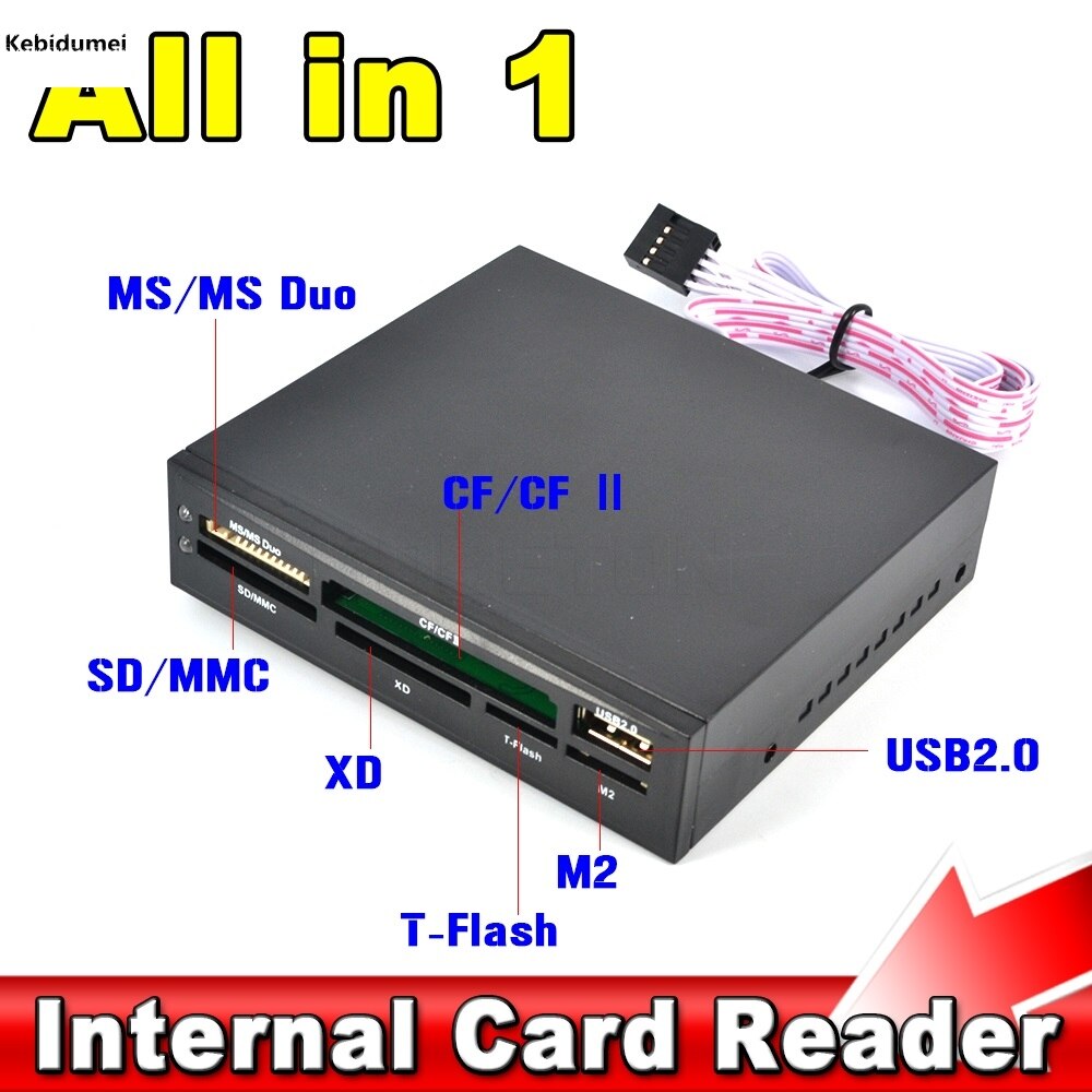 Kebidumei All In 1 Internal Card Reader USB 2.0 3.5" Floopy Bay Front Panel Card Reader USB Flash Memory Card Reader