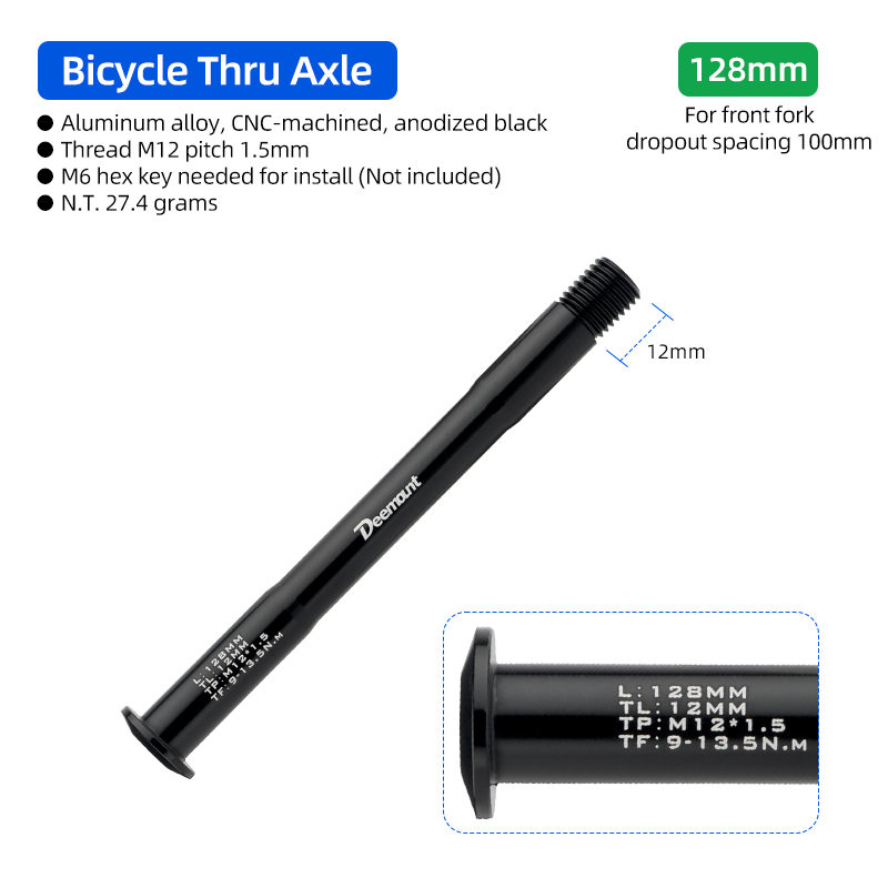 Lightweight Thru Axles M12*P1.5 L120-181mm for Bike Front Rear Fork Dropout Spacing 100/142/148mm CNC-machined Hub Through Shaft: PURPLE