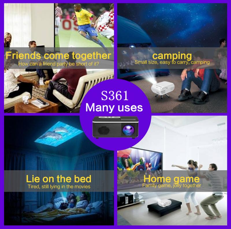 S361 Huishoudelijke Mini Projector 1080P Inheemse Projector Led 360 ° Home Theater Opgeladen Door Mobiele Telefoon, mobiele Power (Geen Batterij)