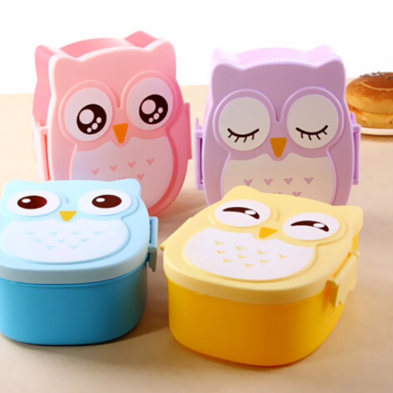 Cartoon Owl Lunch Box Food Container Storage Box Portable Kids Student Lunch Box Cute Bento Box Container With Compartments