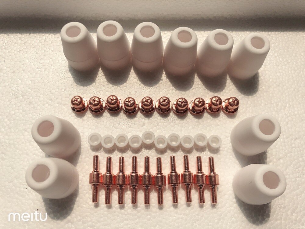 Pt31 lg40 lucht plasma snijbrander ferramenta consuma rechte machinetoorts voor lgk 40 snij 50 verbruiksartikelen standaard rood koper 40 stuks