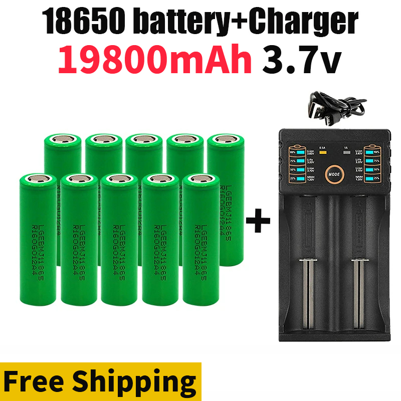 Original 18650 Battery 3.7V 19800mAh Discharge 18650 Li-ion Battery 3.7v Rechargable Battery for Flashlight