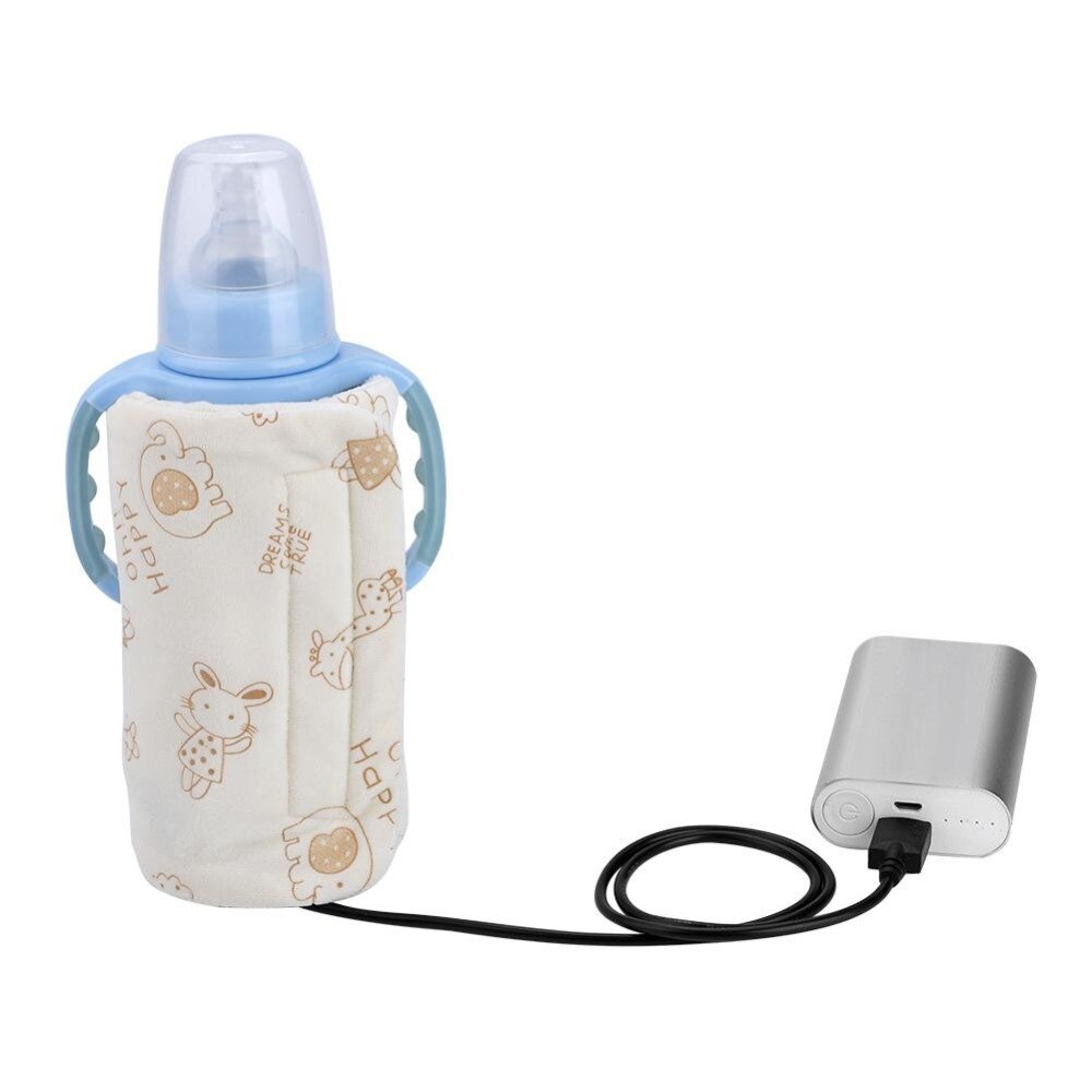 Usb babyflaskevarmer bærbar rejse mælkevarmer spædbarnfodringsflaske opvarmet dæk isolering termostat madvarmer 1.5h