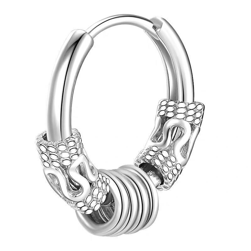 Cool Punk orecchini da uomo Hip-Hop in acciaio inossidabile orecchini pendenti rotondi per orecchini da uomo gioielli in argento placcato per regali: 5