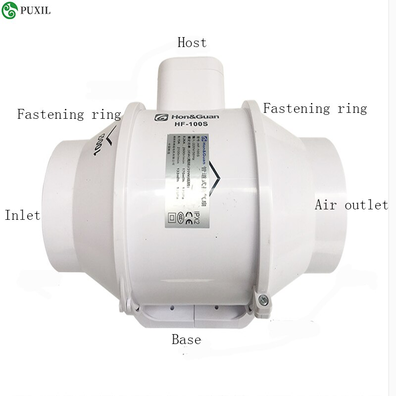 Round duct fan 100 kitchen fumes 4 inch extractor fan bathroom ventilation fan strong extractor silent HF-100S