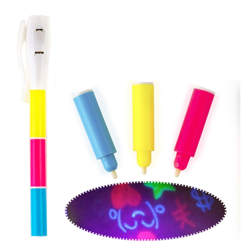 Magic 3 Colors UV Fluorescent Pen Light Combo Stationery Invisible Ink Pen Stationery Office School Supplies Secret DIY
