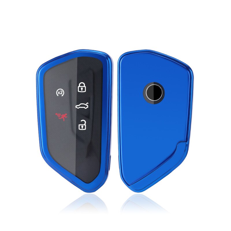 TPU Full Protect Key Cover Key Case For VW Volkswagen Golf 8 Mk8 Skoda Octvia 3/4/5Buttons Remote Protector: Blue