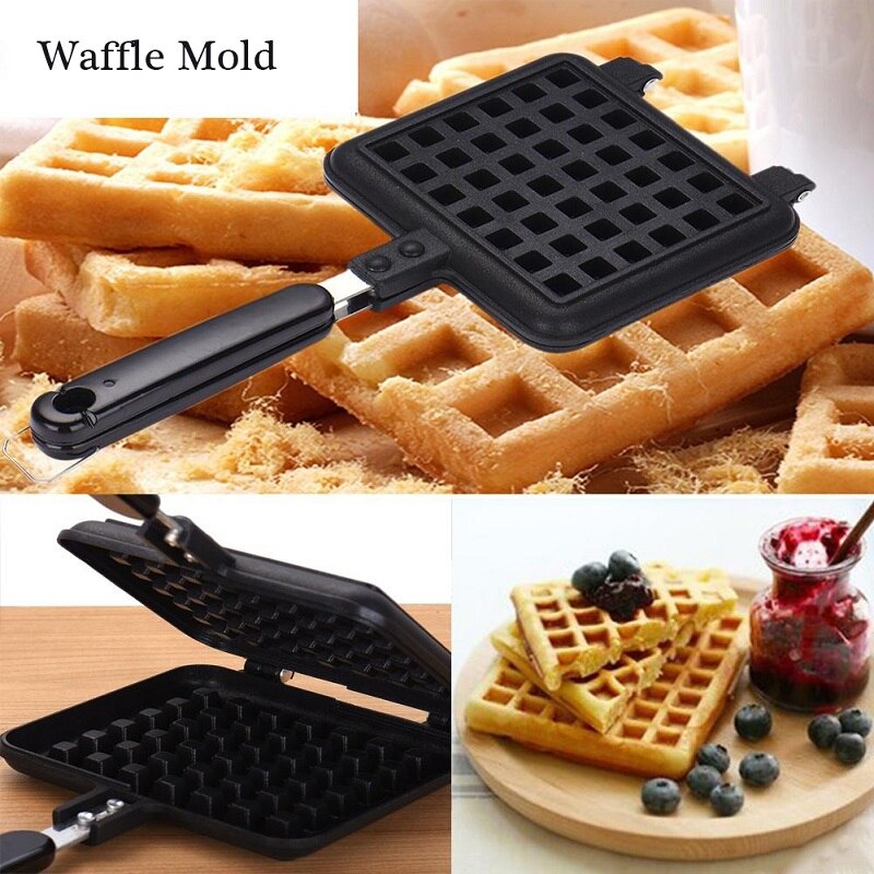 Household Waffle Bake Mold Kitchen Gas Non-Stick Waffle Maker Pan Mould Mold Press Plate Waffle Iron Baking Tools 29