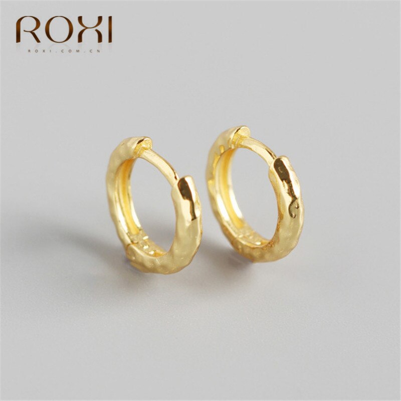 ROXI 925 Sterling Silver Simple Round Stud Earrings for Women Geometric Circle Earrings Personality Irregular Korean Earrings
