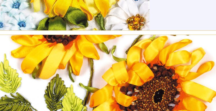 Bordado, faça você mesmo conjunto de fitas ponto cruz kit de bordado, girassol fita floral kit de casamento