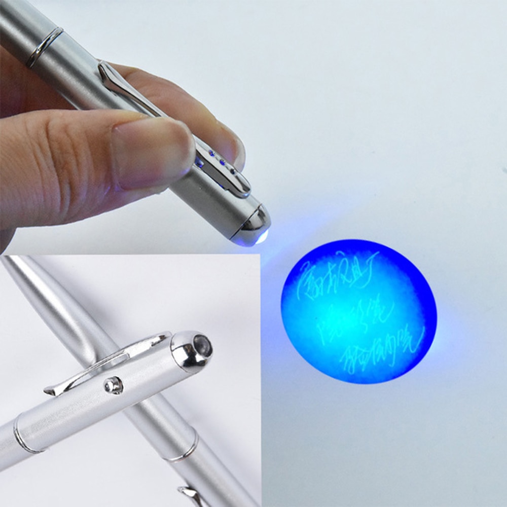 1Pcs Plastic Materiaal Onzichtbare Inkt Pen Balpennen Kantoor Schoolbenodigdheden Onzichtbare UV Vals Lamp LDE Lamp