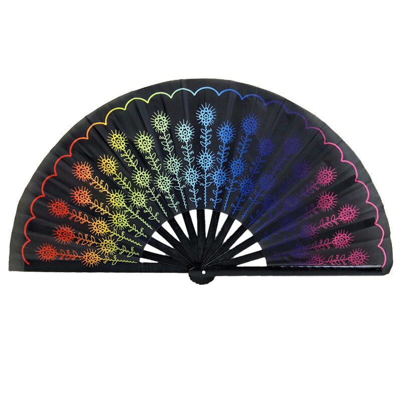 Chinese Stijl Hand Ventilator Gekleurde Geometrische Afdrukken Vouwen Fans Dance Kung Fu Fan Carnaval Festival Wedding Party M