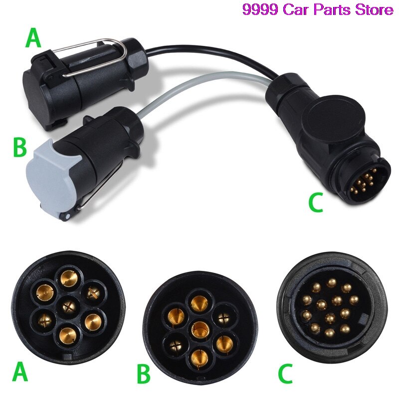 Extension Towing Socket Plug Trailer 13-pin To 7-pin Adapter Tow Bars