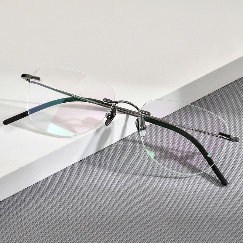FONEX-Montura de gafas de titanio para hombre y mujer, anteojos cuadrados con prescripción sin montura, gafas ópticas para miopía sin marco,