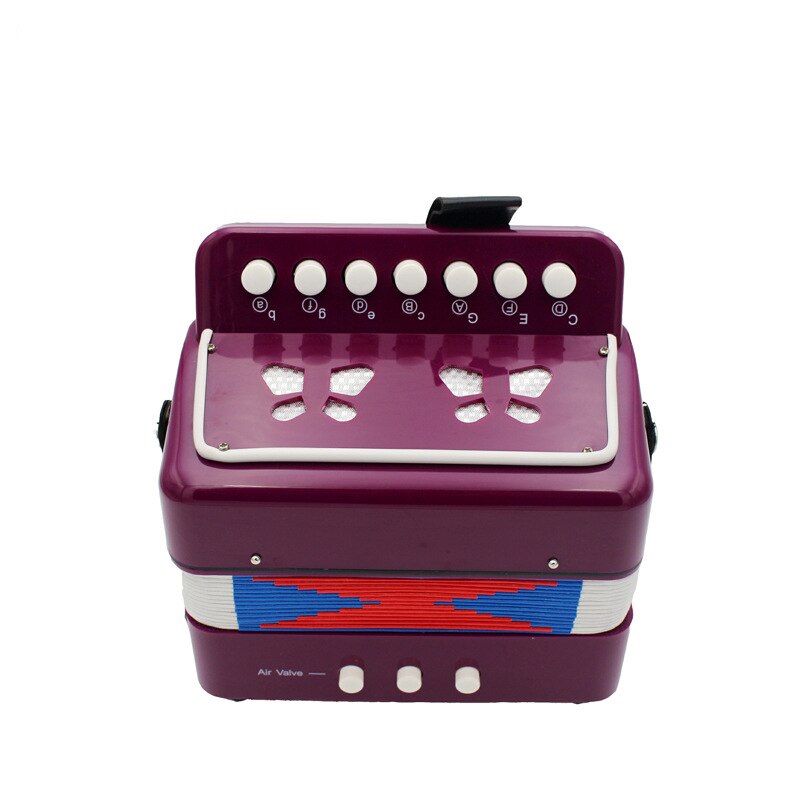 7 Button 2 Bass Accordion Mini Accordion Educational Instrument Rhythm Band Toy Children's Educational 10 Color: purple