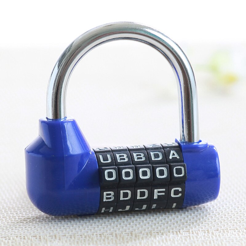 Valise à combinaison de Code à 5 lettres, serrure à mot de passe bleue