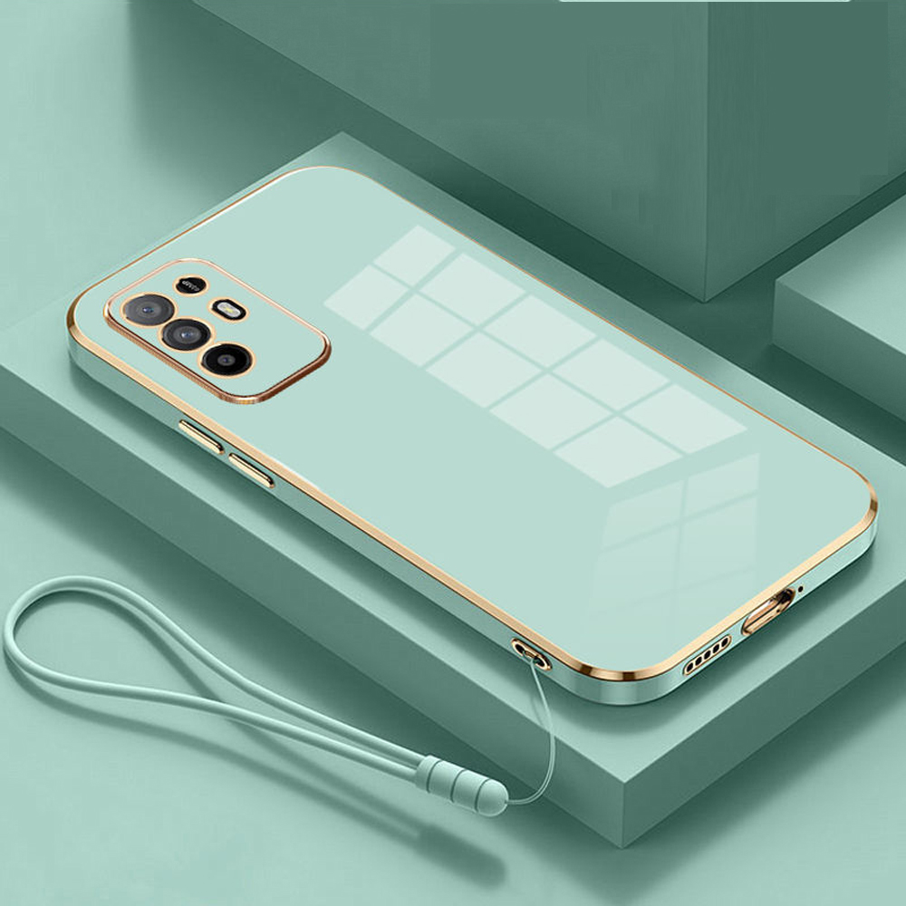 For oppo A94 5G Case OPPO Reno5z Reno 6z F19 ProPlus Luxury Square Plating Phone Case CPH2211 CPH2211 Shockproof Back Cover case: Cotton Fabric / Blue