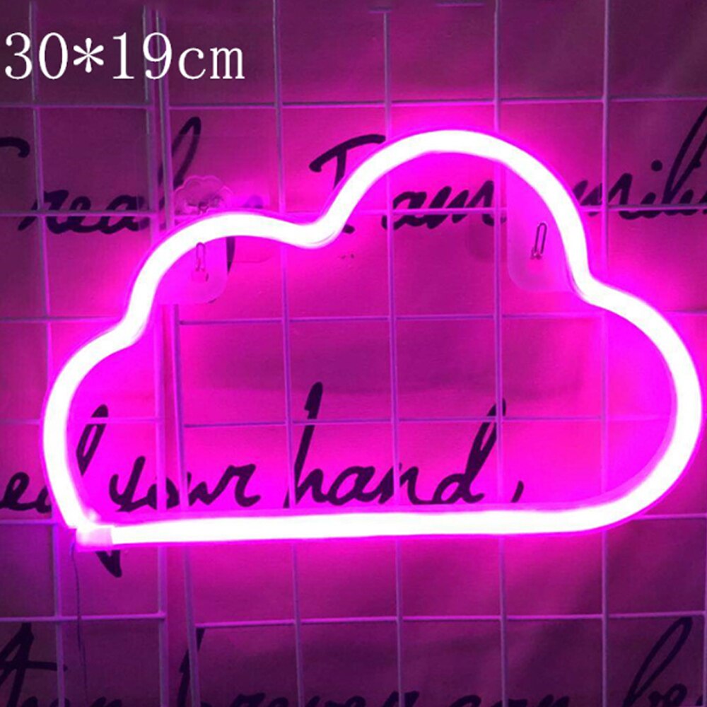 LED Rocket Shape señal de luz de neón nubes creativas noche luz boda en casa decoración neón lámpara: Pink Clouds