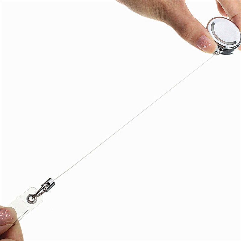 Kicute Unieke Zilveren Metalen Intrekbare Pull Sleutelhanger Reel Id Badge Lanyard Naam Tag Card Badge Houder Reel Terugslag Riem clip