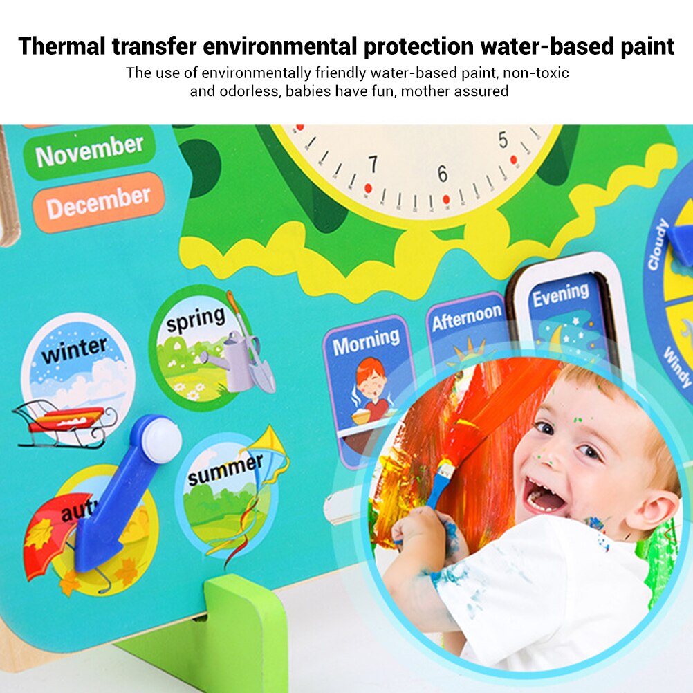 Calendario de madera para niños, tablero, reloj, juguete, educación preescolar, aprendizaje, tiempo cognitivo, temporada, juguete educativo,