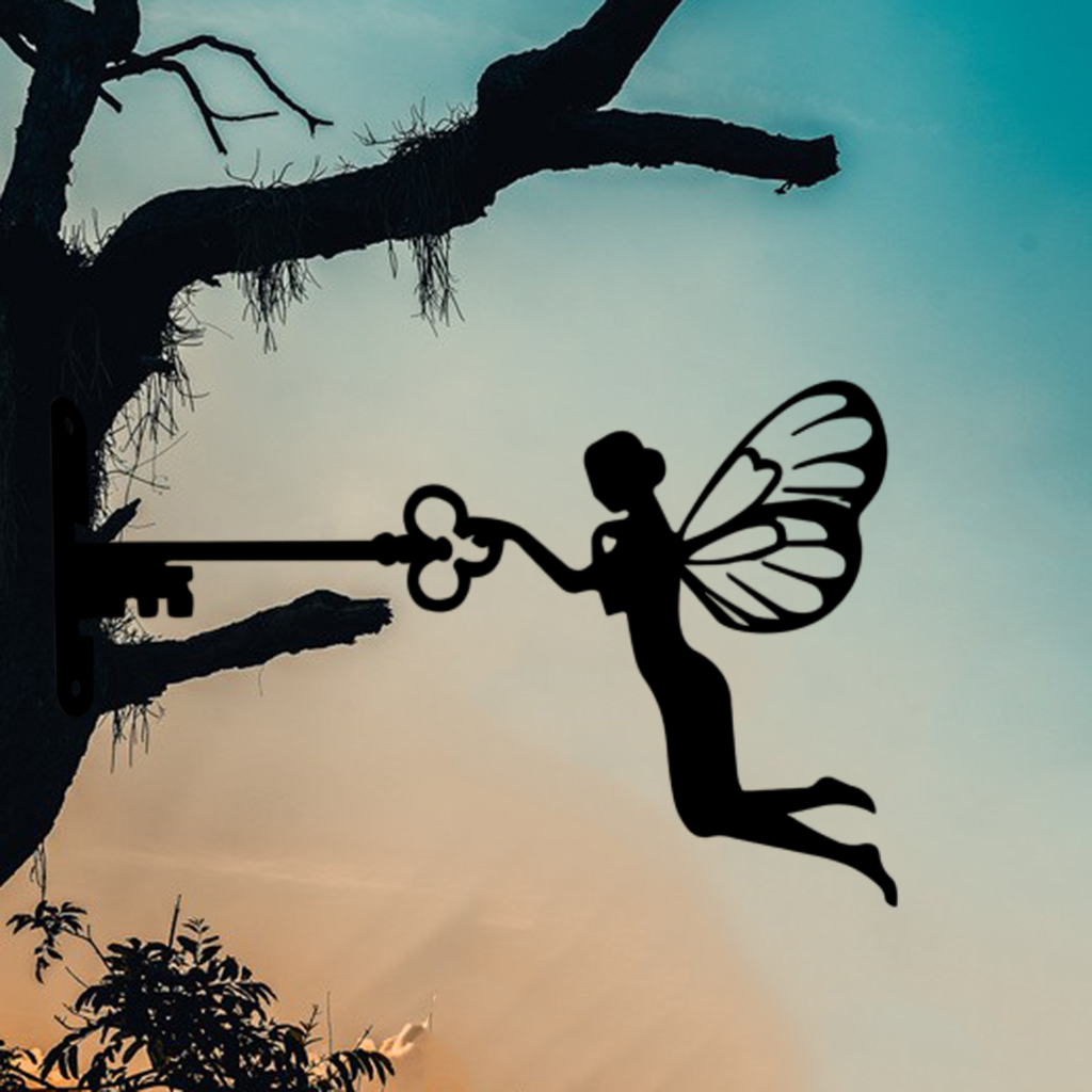 Silhouette féerique en métal pour décoration murale d&#39;arbre, décoration de jardin, d&#39;arrière-cour