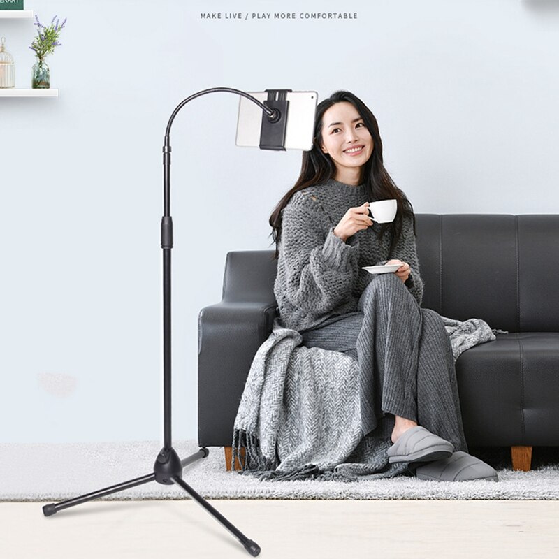 Triple-cornered Stand, Floor-Mounted Mobile Phone Stand,Standing Hose Tripod, for Live Broadcast, Watching TV, Video