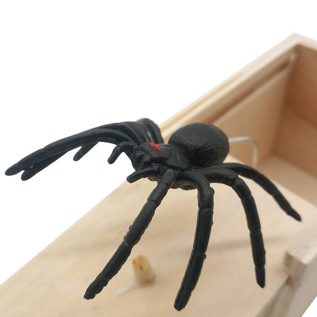 Wooden Prank Trick Practical Joke Home Office Scare Toy Box Gag Spider Kid Parents Friend Funny Play Joke Gift Surprising Box