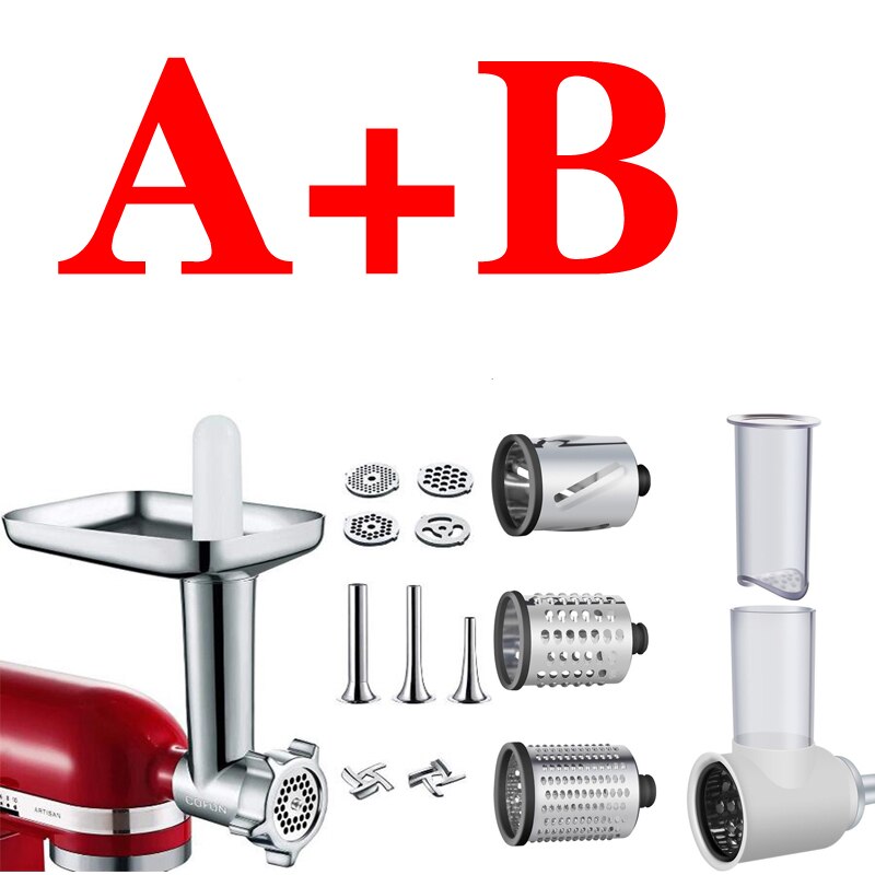 Slicer accessories and meat grinder 2 in 1 for KitchenAid vertical mixer, accessories for vegetable mixing and meat processing