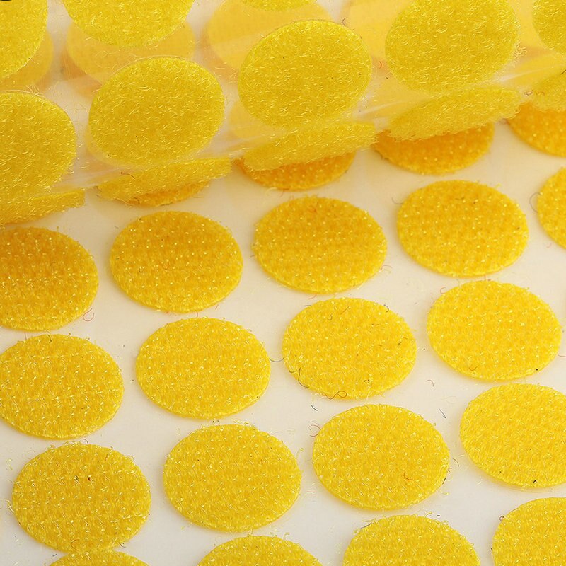 POLKA DOT Velcro Velcro tape adhesive tape self-adhesive tape small DOTS, tear-pull tape Hook Loop 50Pairs 100Pairs: 10mm yellow100pairs