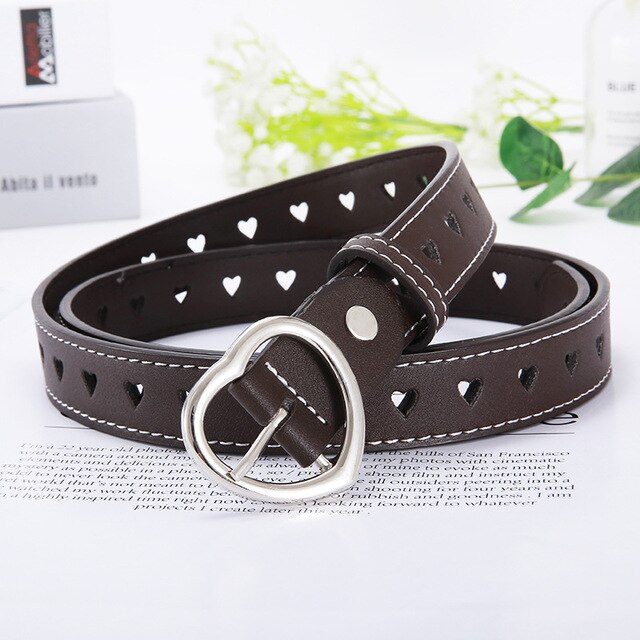 Sweetheart Buckle with Adjustable Ladies Luxury Brand Cute Heart-shaped Thin Belt Punk Belts: 13