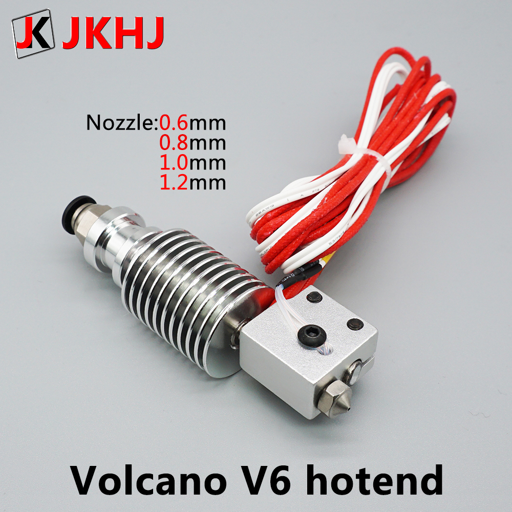 3D Printer Onderdelen E3D V6 Vulkaan Hotend Grote Diameter Nozzle 1.75Mm/0.6 0.8 1.0 1.2Mm 12V/24V Remote Print J-Head