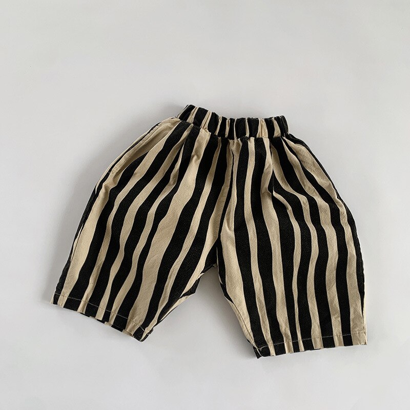 Kid Boy personalità strisce irregolari pantaloni al polpaccio Cute Baby Girl Fashion pantaloni in cotone sottile traspirante: black / 24M 90cm
