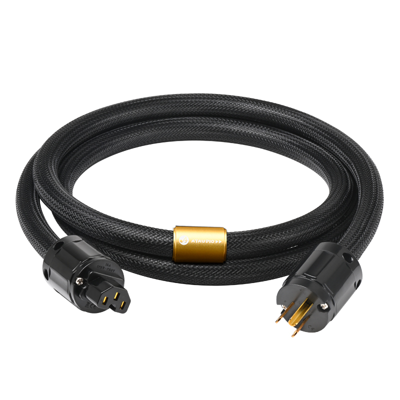 ATAUDIO HiFi EU Power Audio Kabel Hochwertiges 6N OFC doppelt geschirmt mit vergoldetem Stecker AC-Stromkabel für Lautsprecherverstärker: WHITE / 1m