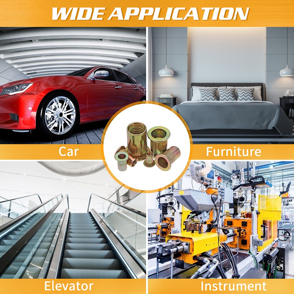 175pcs Zinc Plated Rivetnuts Blind Set Nutserts Threaded Insert Nutsert Cap Flat Head Rivet Nuts Carbon Steel M3 M4 M5 M6 M8 M10