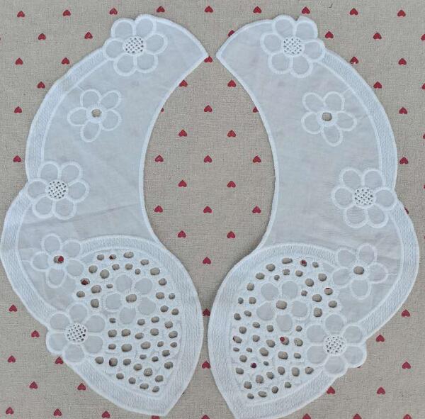 Tela de encaje bordado de algodón blanco de lujo, apliques DIY, cinta para cuello, cuello, costura artesanal, guipur, decoración de vestido de boda: white 8
