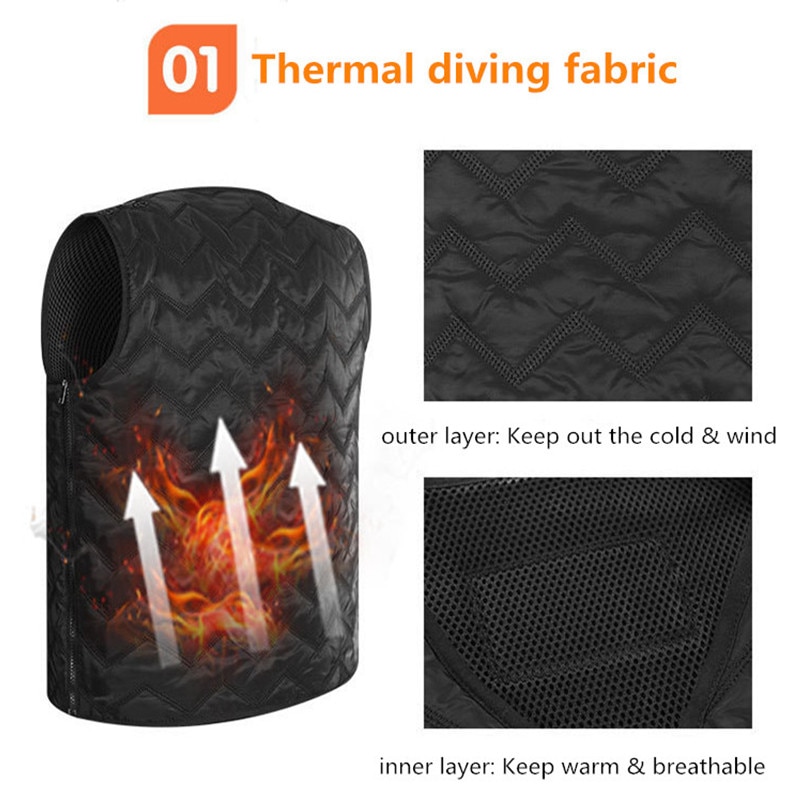 Electric Heated Vest Men Women Washable Heating Waistcoat Thermal Warm Clothing Usb Heated Outdoor Vest Winter Heated Jacket