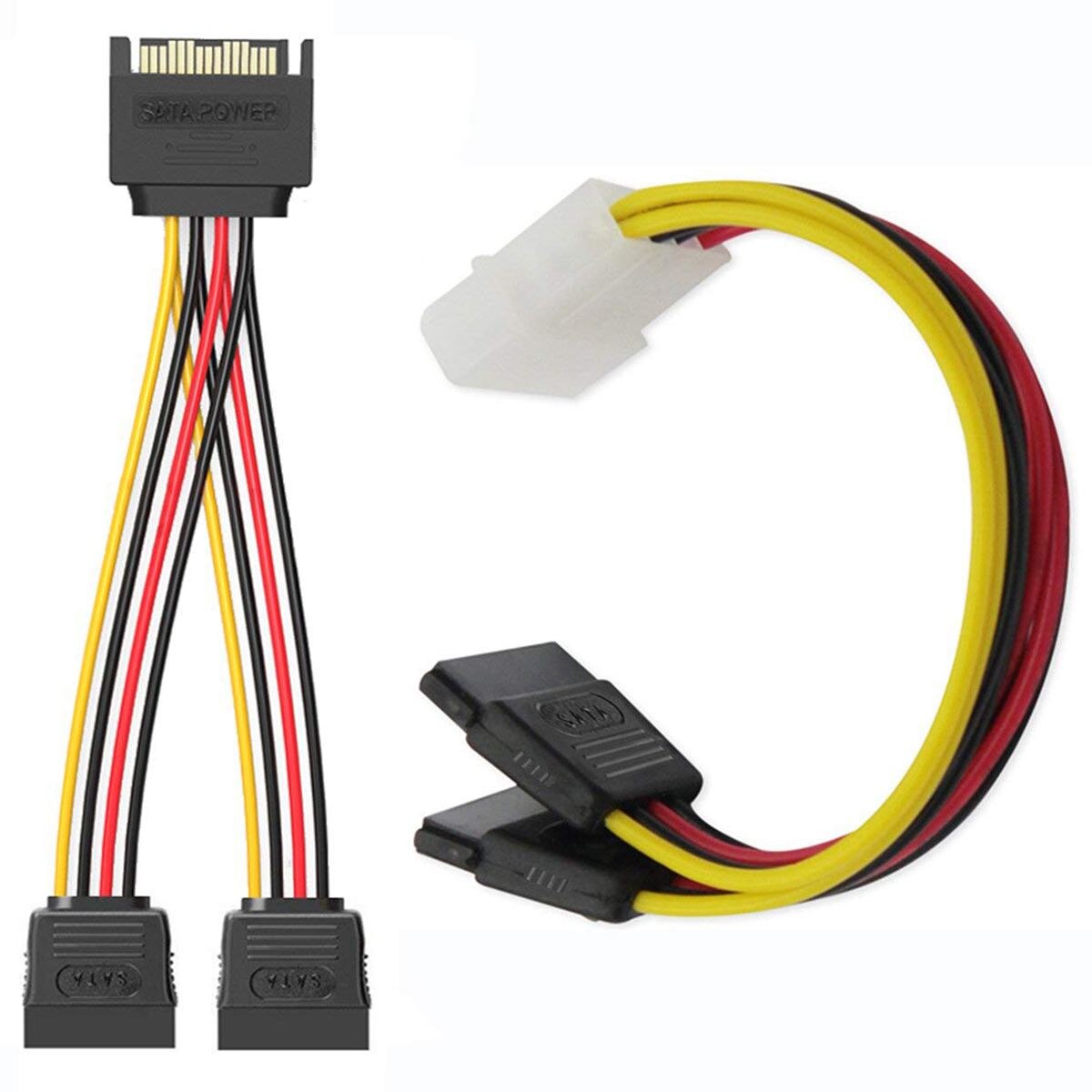 Câbles de connexion de disque dur SSD / SATA III (1x4 broches à double câble de répartiteur d'alimentation SATA 15 broches, 1x15 broches à double 15 broches SATA Po