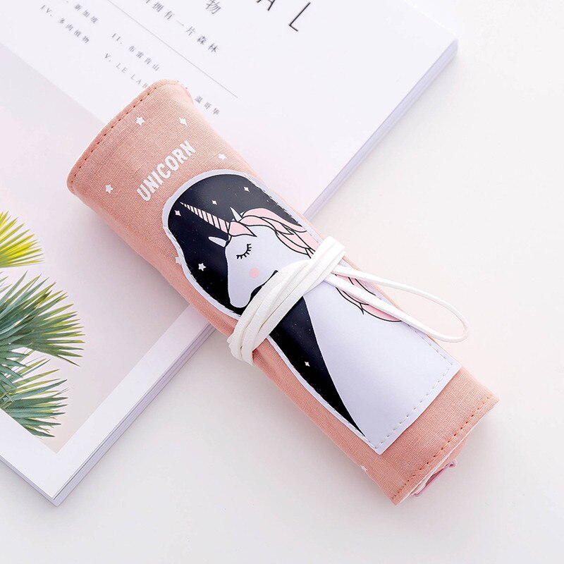 Estuche de lápices de unicornio para niñas, niños, lápices escolares enrolladas, bolsa de lápices, pluma portátil, caja de suministros para la escuela, Material Escolar: unicorn