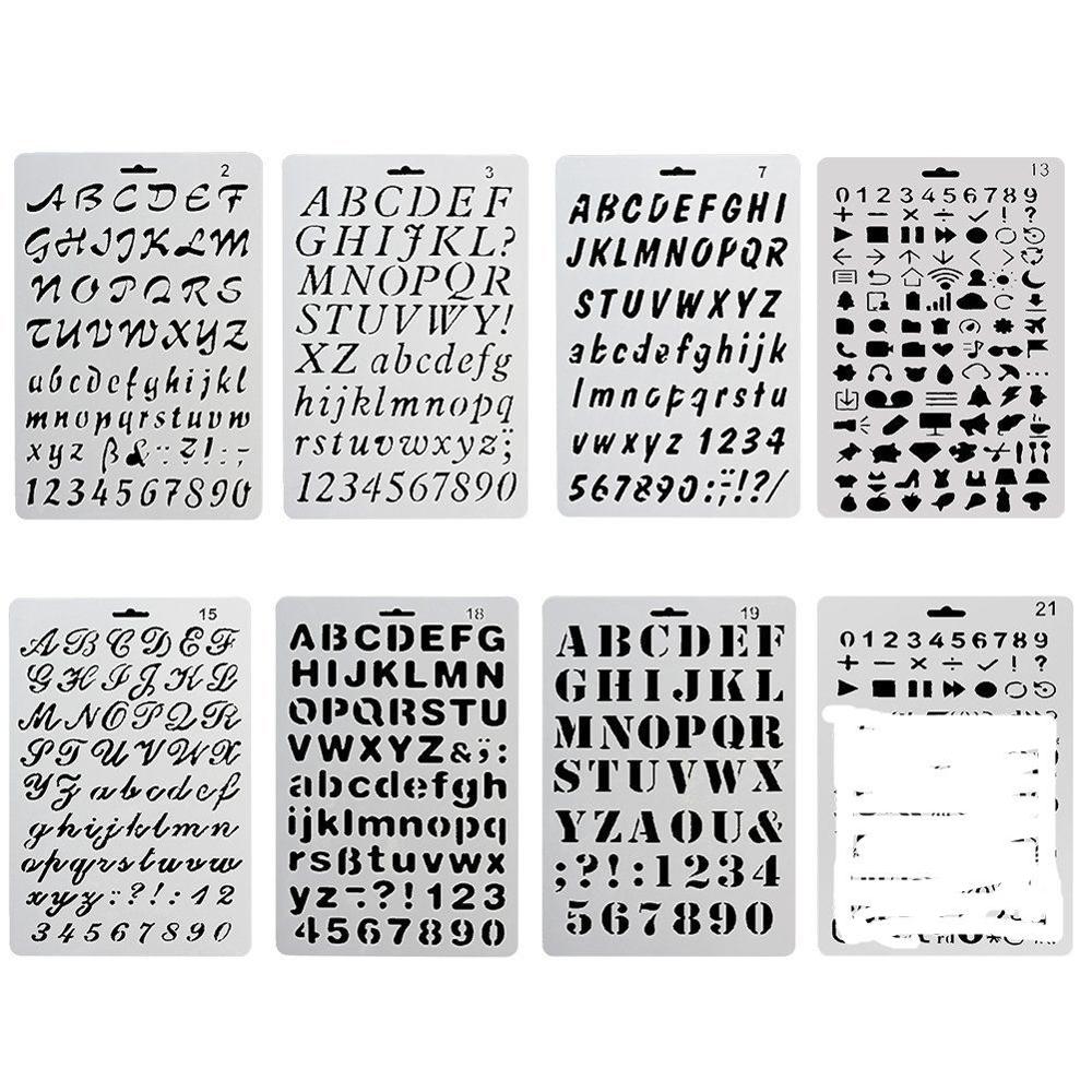 Alfabeto plantillas para letras plástico fino Número de letra pintura arte manualidad para juguetes de dibujo de bebé: 7