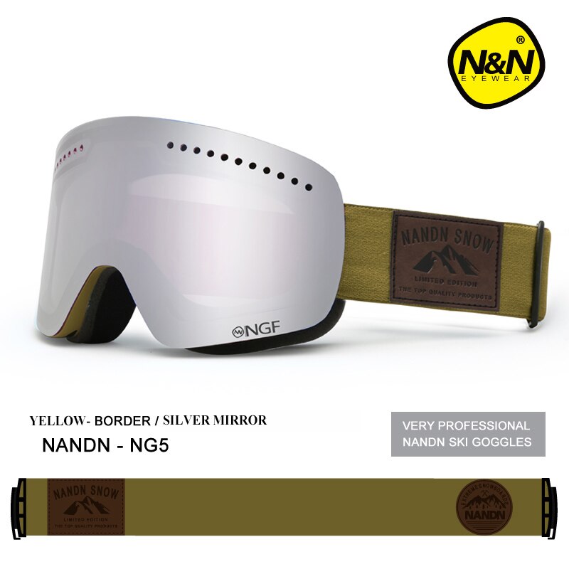 NANDN Ski Goggles Double Layer UV 400 Anti-Fog Ski Mask Glasses Men Women Skiing Snow Snowboard Goggles Multifunction Eyewear