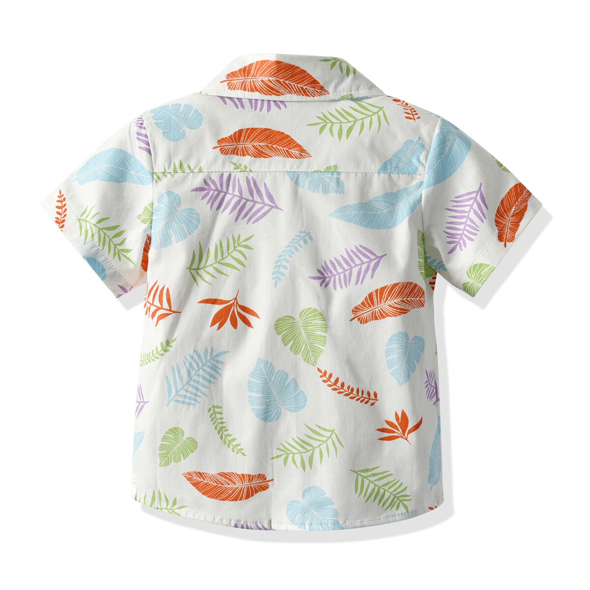 Summer Infant Boys Shirt Colorful Leaves Printing Short Sleeve Lapel Single-breasted Top Children Casual Clothes
