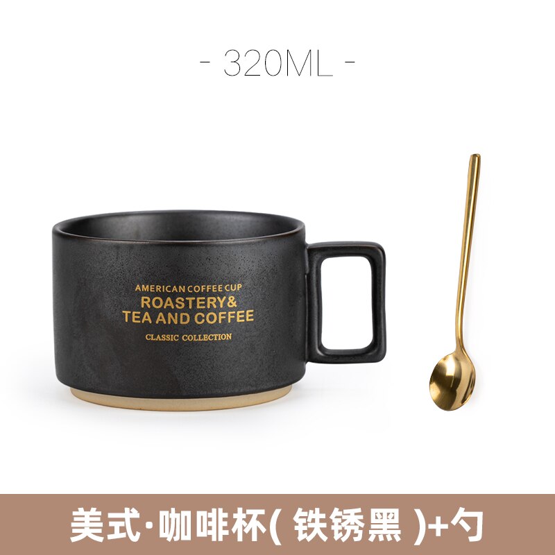 Black Luxury Ceramic Coffee Cup and Saucer Set Bone China Dinnerware Coffee Cup Sets Vaso Para Cafe Mug BD50CS: style4
