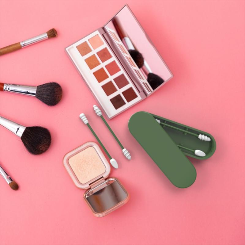 2Pcs/box Reusable Cotton Swab Portable Silicone Bud Swabs Sticks For Ear Cleaning Makeup Removing Double Head Makeup Accessories