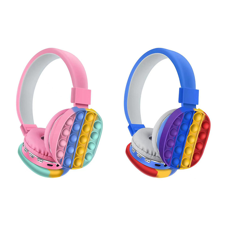 Wireless Bluetooth Headphones Silicone Fidget Toys Headsets Sensory Bubble Toy Antistress Head-Mounted Stereo Bluetooth Earphone