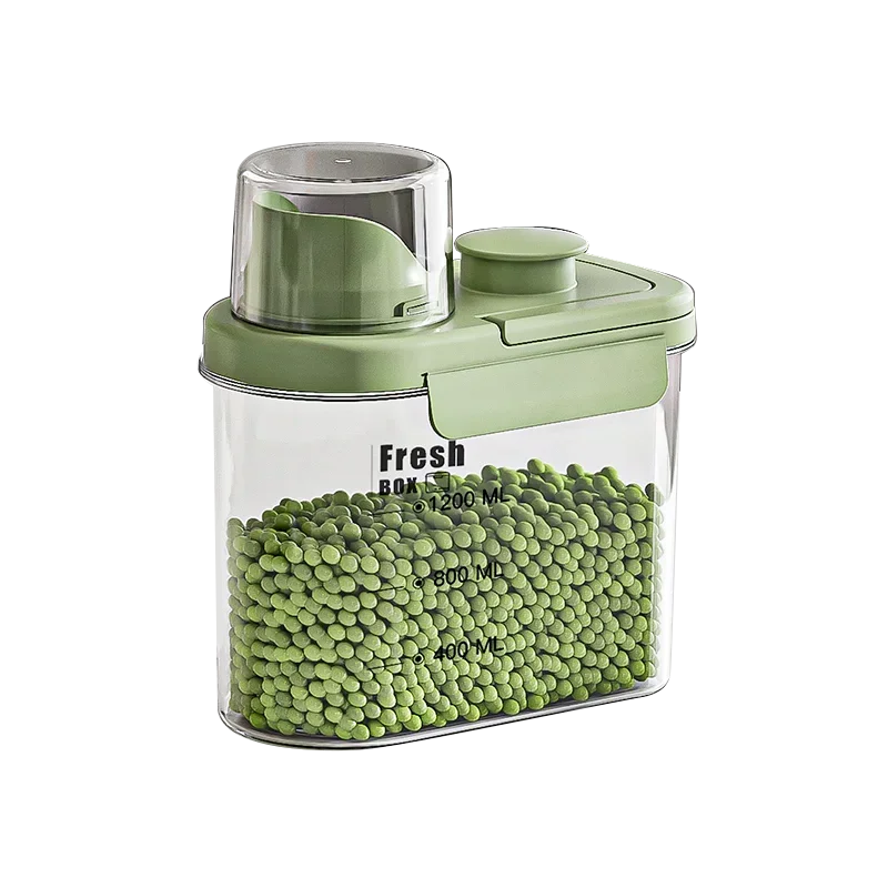 Airtight Food Storage Containers Plastic Cereal Dispenser Grain Storage Tank Kitchen Storage Tank Moisture-Proof Mold Proof: green